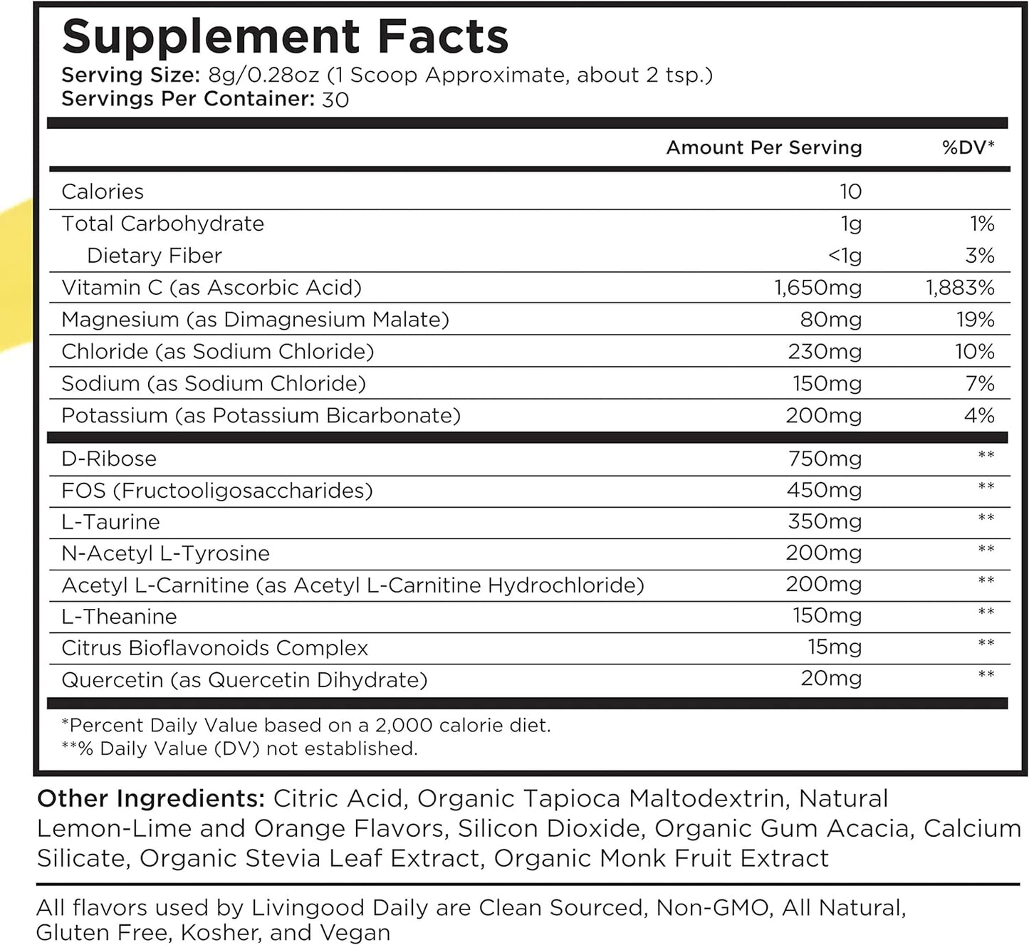 Livingood Daily Electrolytes Powder No Sugar -8.35oz