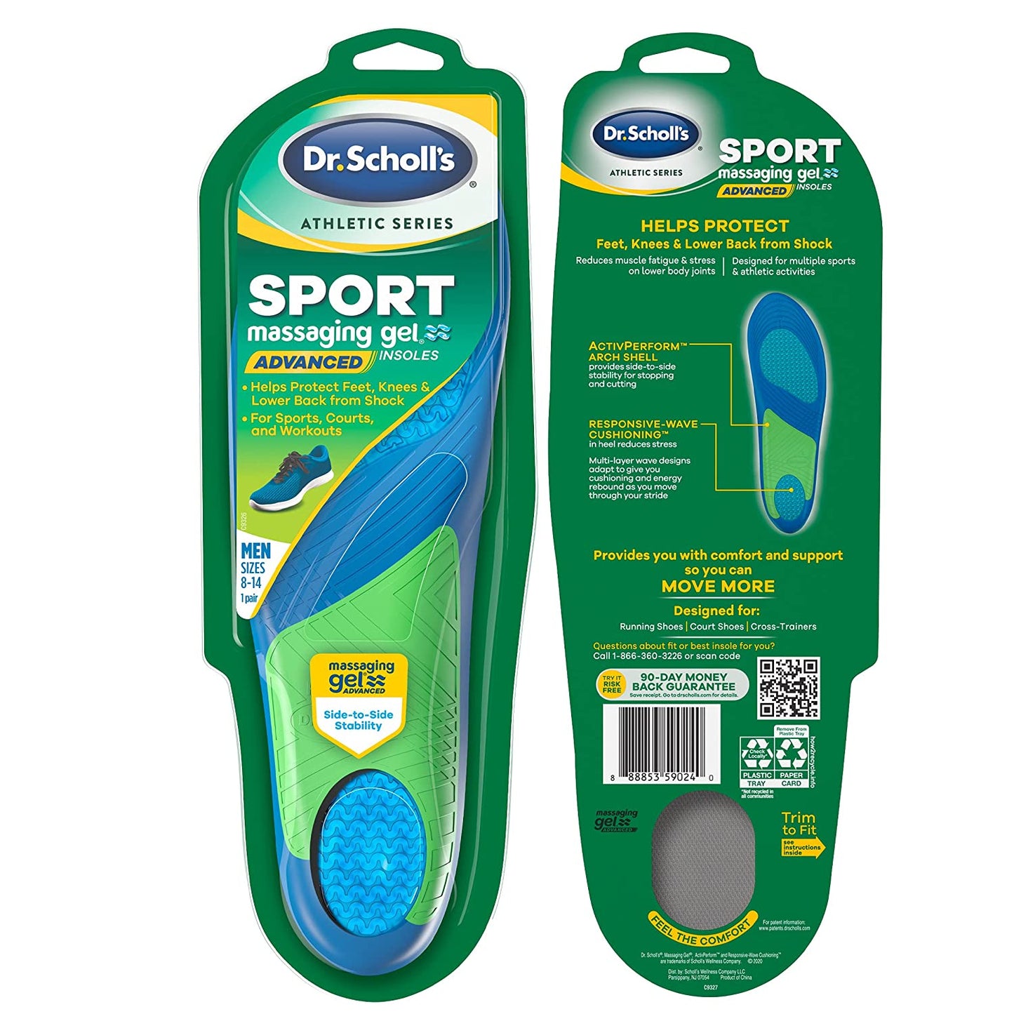 Dr. Scholl's Men's Sport Insoles on Lower Body Joints (8-14) - Pack of 2