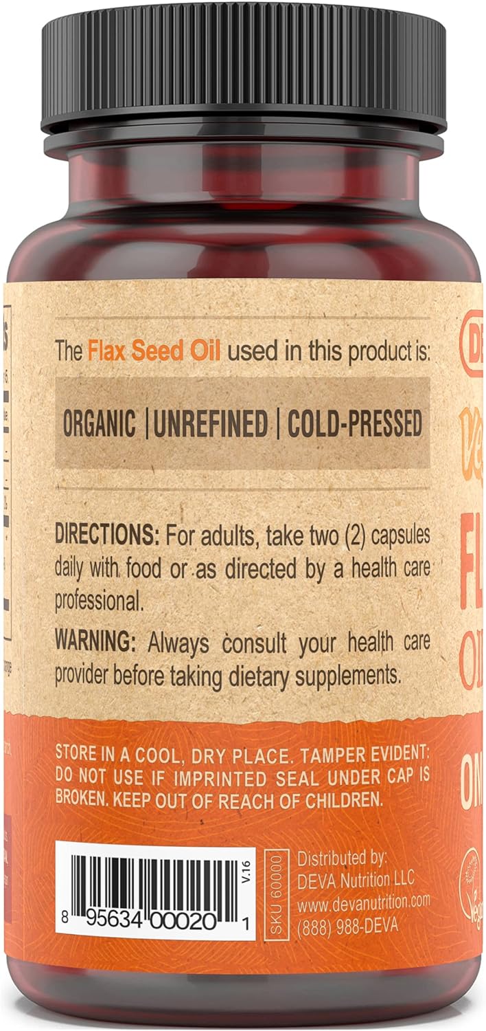 Deva Organic Vegan Vitamins Flax Seed Oil  90 Capsules