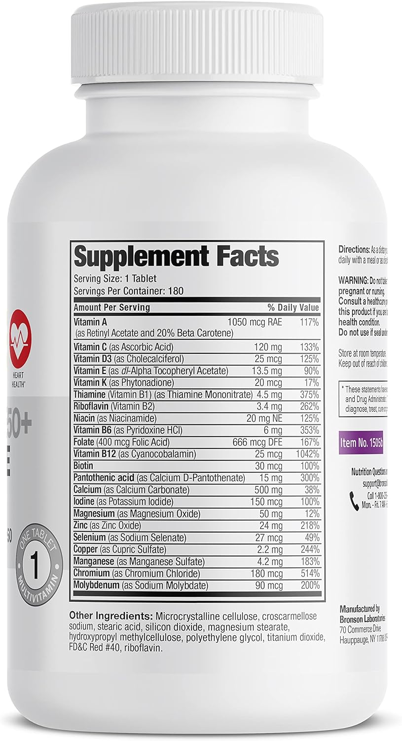 Bronson ONE Daily Women’s 50+ Complete Multivitamin Multimineral, 180 Tablets