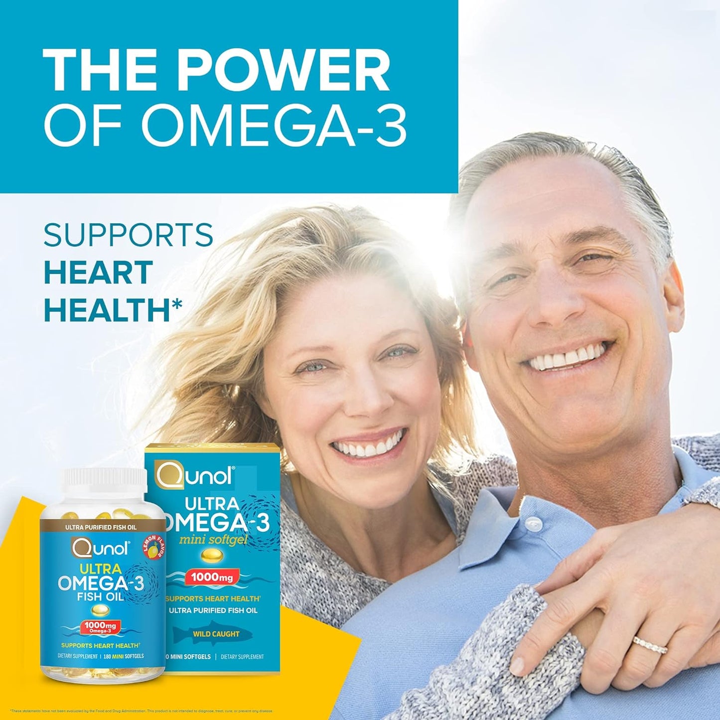 Qunol Fish Oil Omega 3 Mini Softgels, Qunol 1000mg Omega 3 EPA + DHA, 180 count