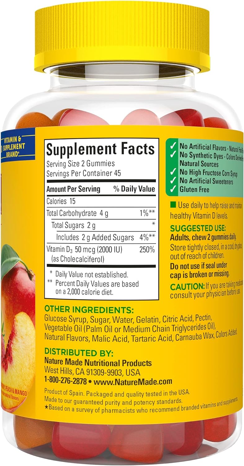 Nature Made Vitamin D3 2000 IU (50 mcg) 90 Gummies