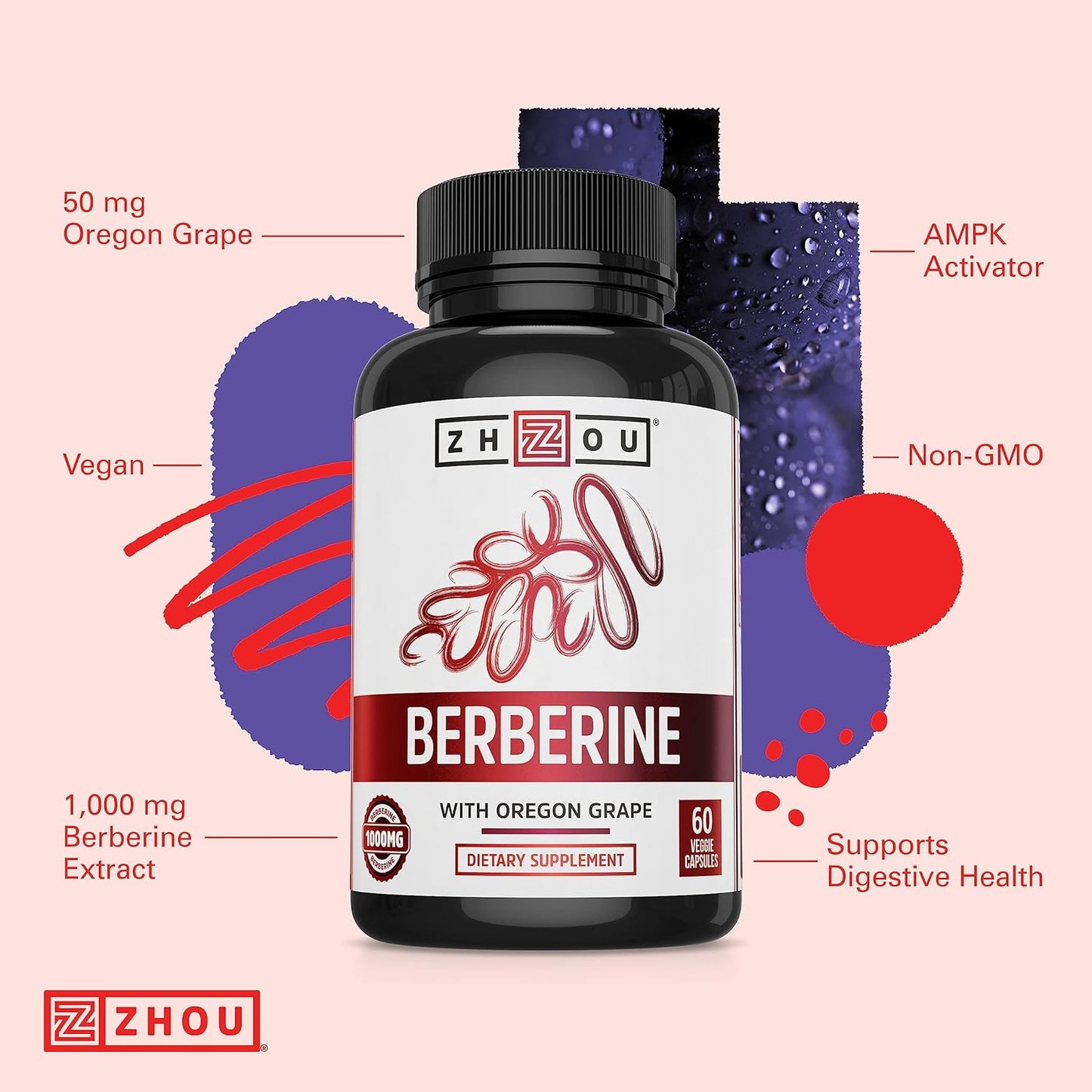 Zhou Nutrition Berberine Supplement 60 capsules