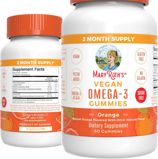 MaryRuth's Vegan Omega 3 Gummies for Adults  60 Count