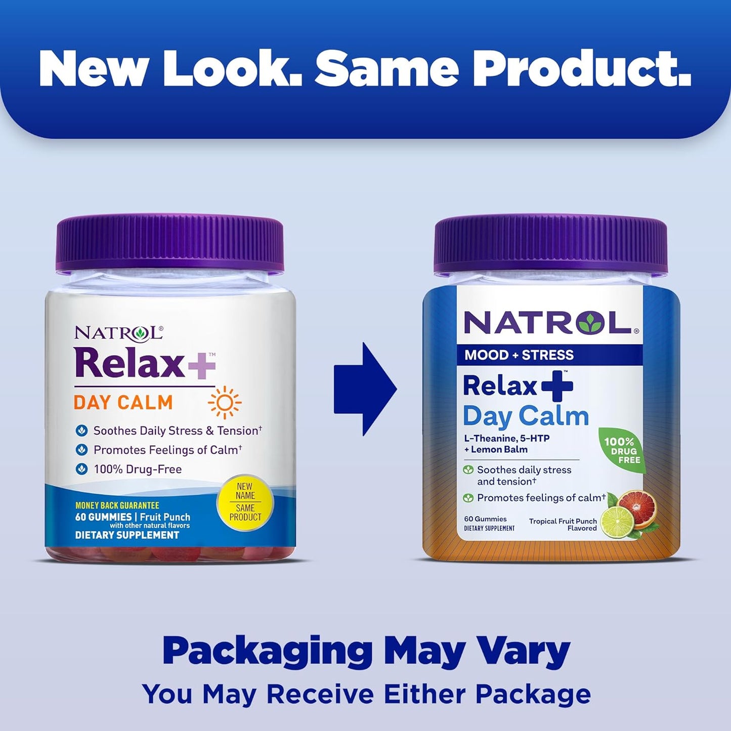 Natrol Relax + Day Calm With L-Theanine, 5-HTP and Lemon Balm 60 count