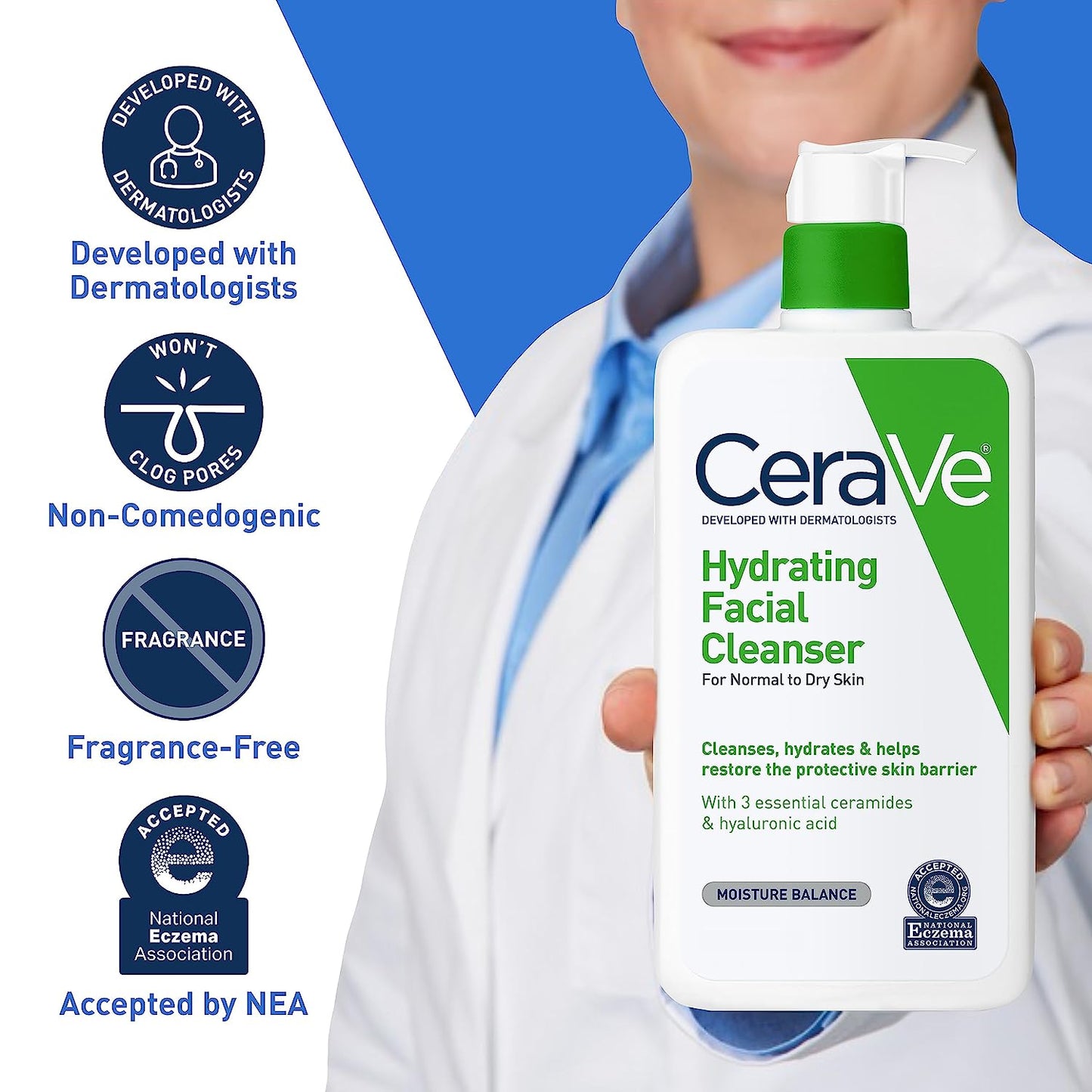 CeraVe Hydrating Facial Cleanser Moisturizing Non-Foaming Face Wash