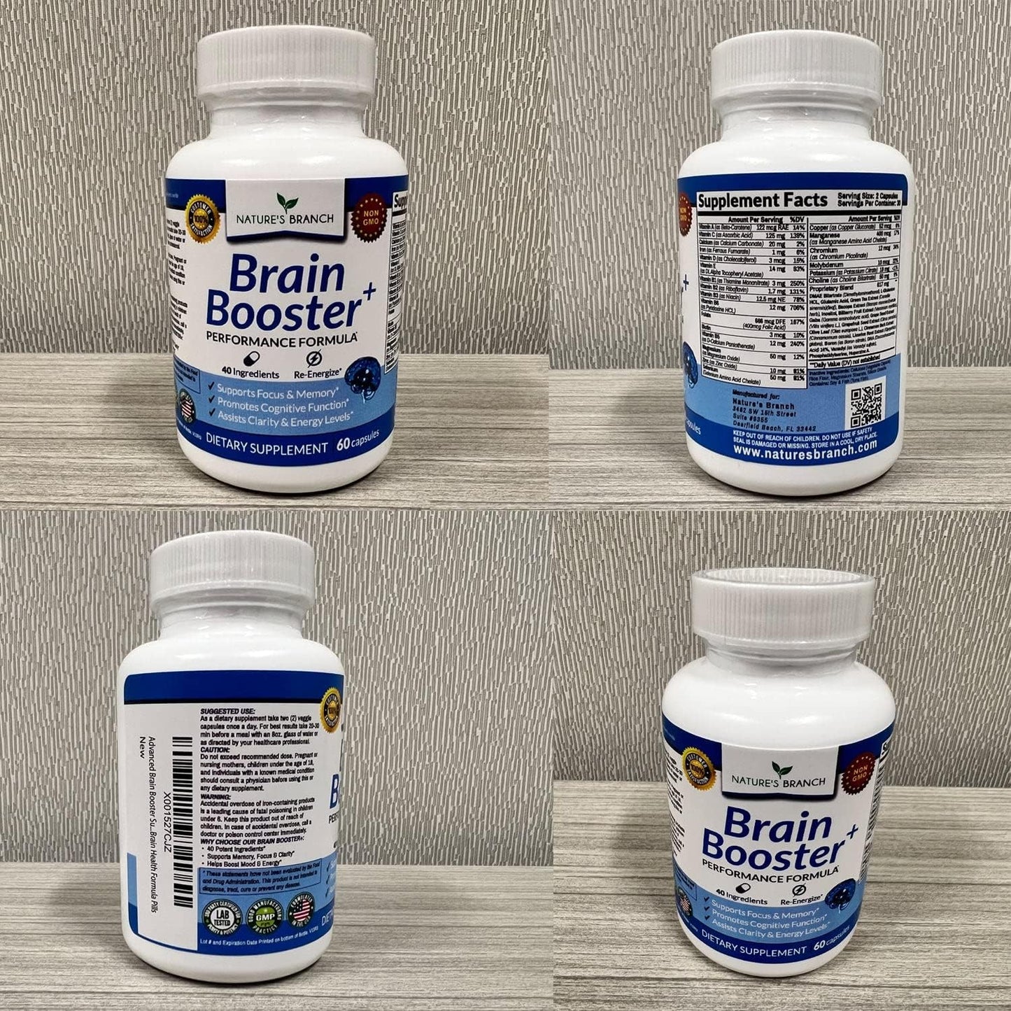 Brain Booster Supplement For Focus, Memory, Clarity, Energy 60 Capsules