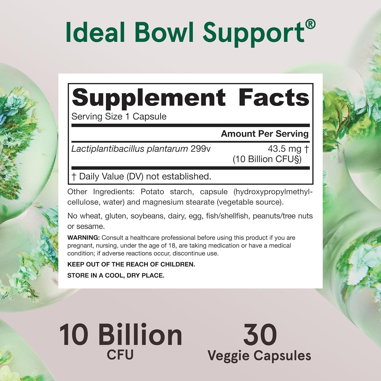 Jarrow Formulas Ideal Bowel Support LP299v,  Gas, Intestinal Discomfort 30 Veggie Capsules