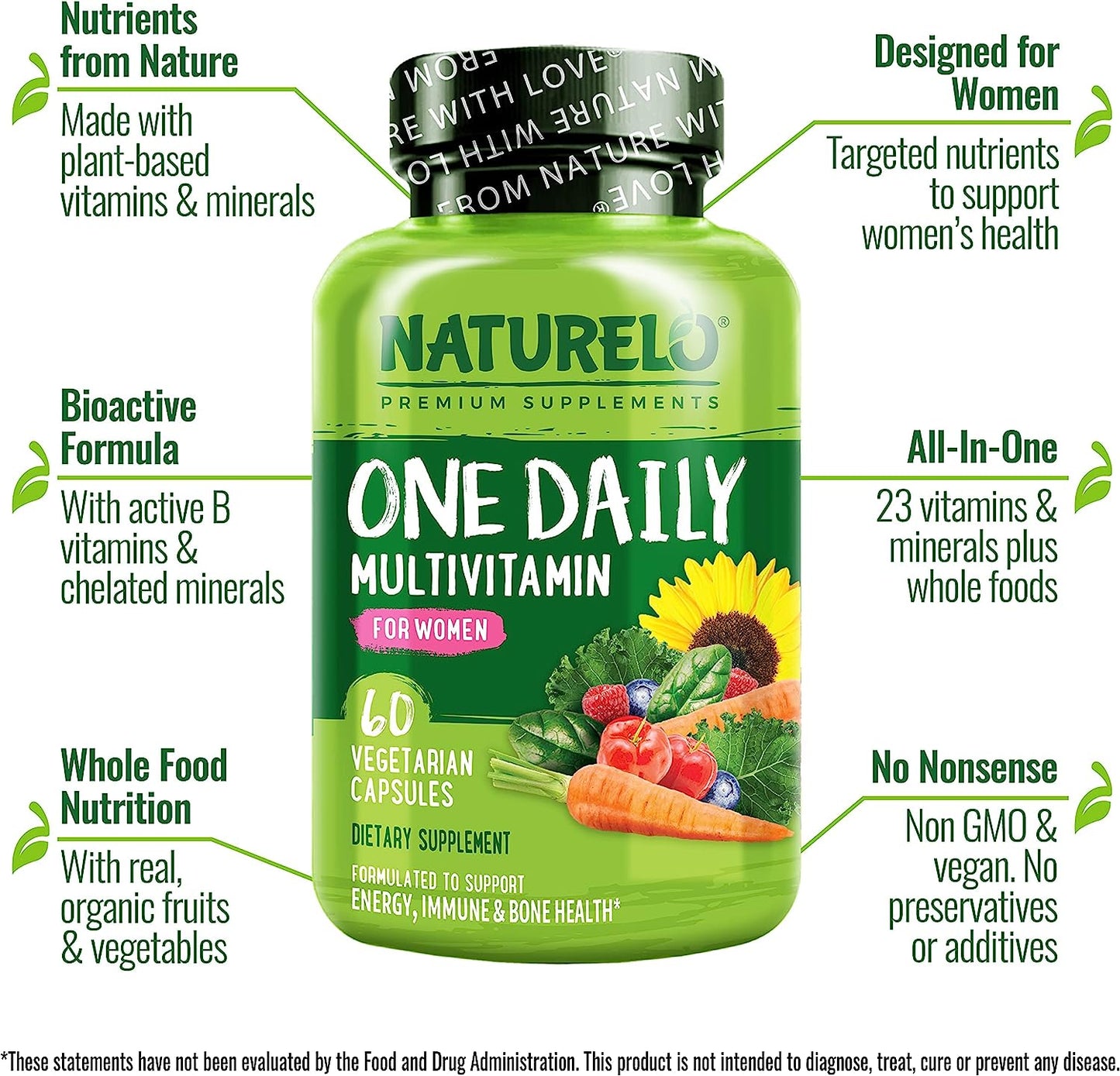 NATURELO One Daily Multivitamin for Women - Energy Support -60 capsule