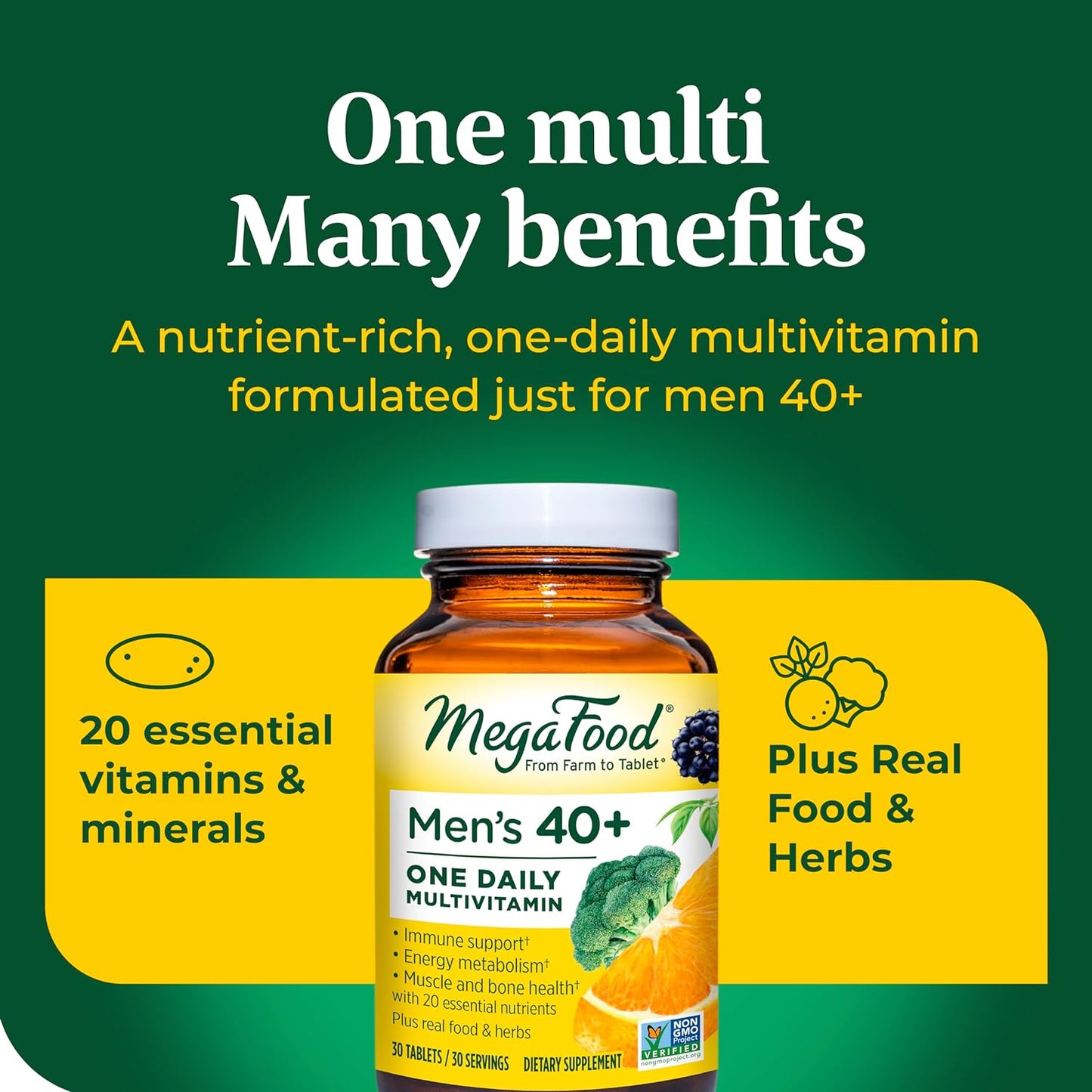 MegaFood Men's 40+ One Daily Multivitamin 30 Tabs