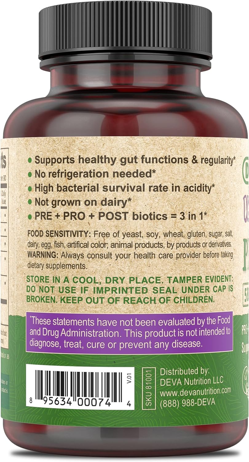 DEVA Vegan Probiotic Supplement  90 Count