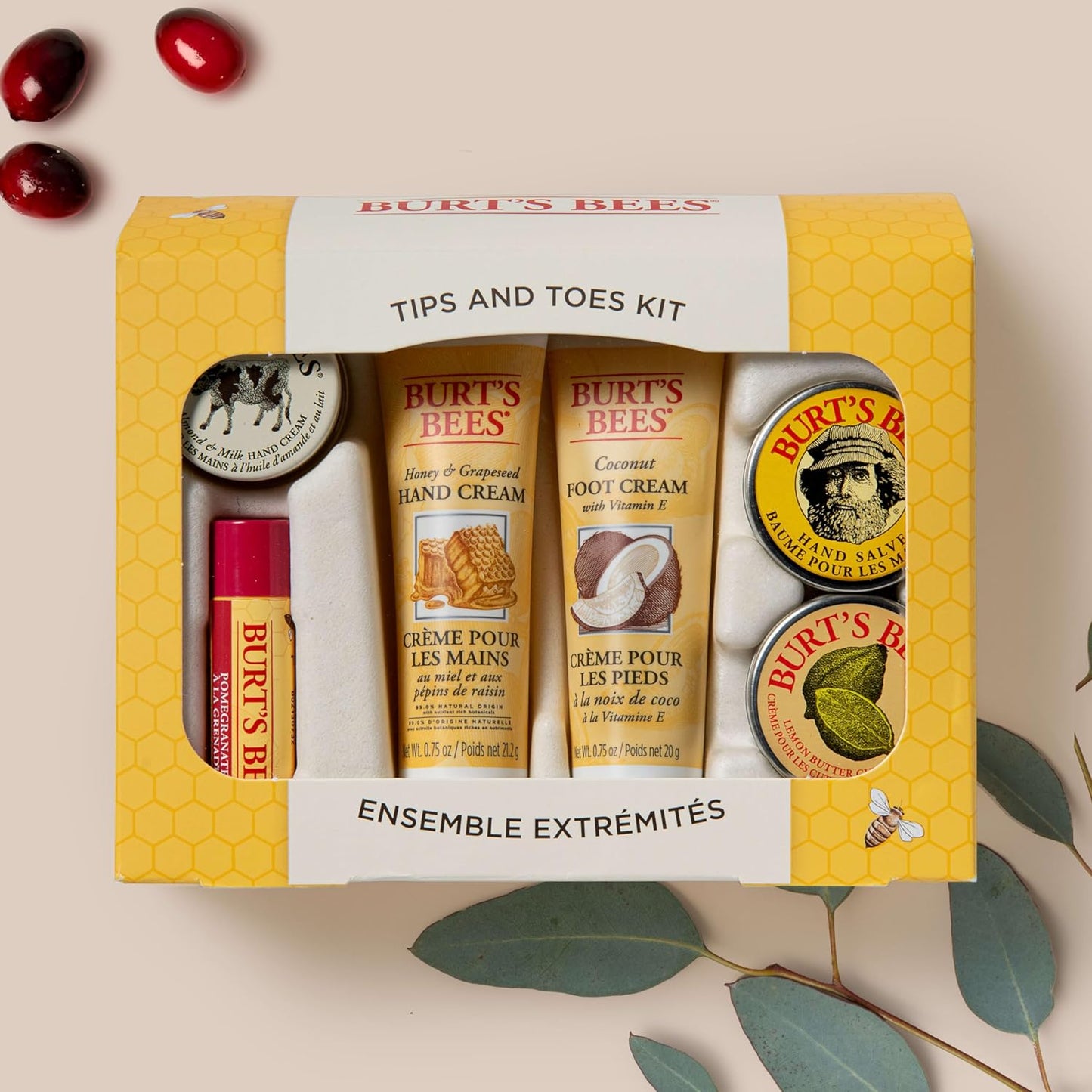 Burt's Bees Tips and Toes Kit 6 Travel Size Products in Gift Box