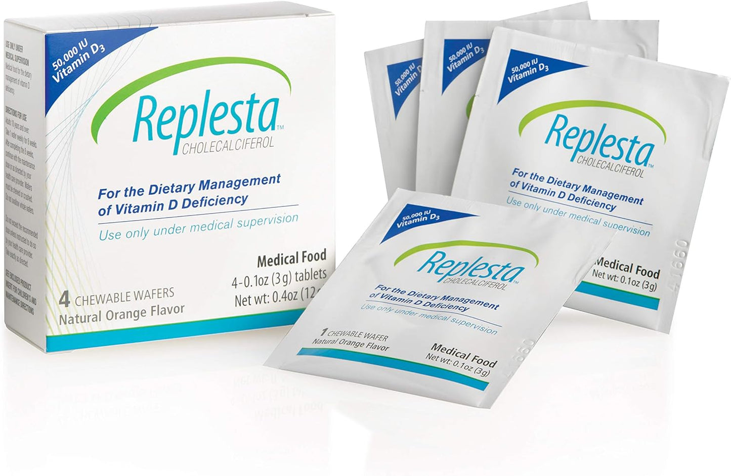 Replesta 50,000 IU Vitamin D3 Cholecalciferol, for Vitamin D Deficiency, Once-Weekly Chewable Wafe