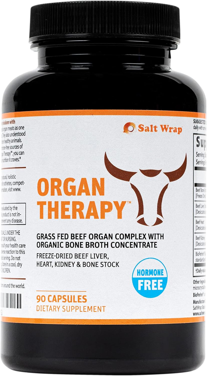 SaltWrap Organ Therapy - Grass Fed Beef Organ Meat Complex Supplement  - 90 Capsules