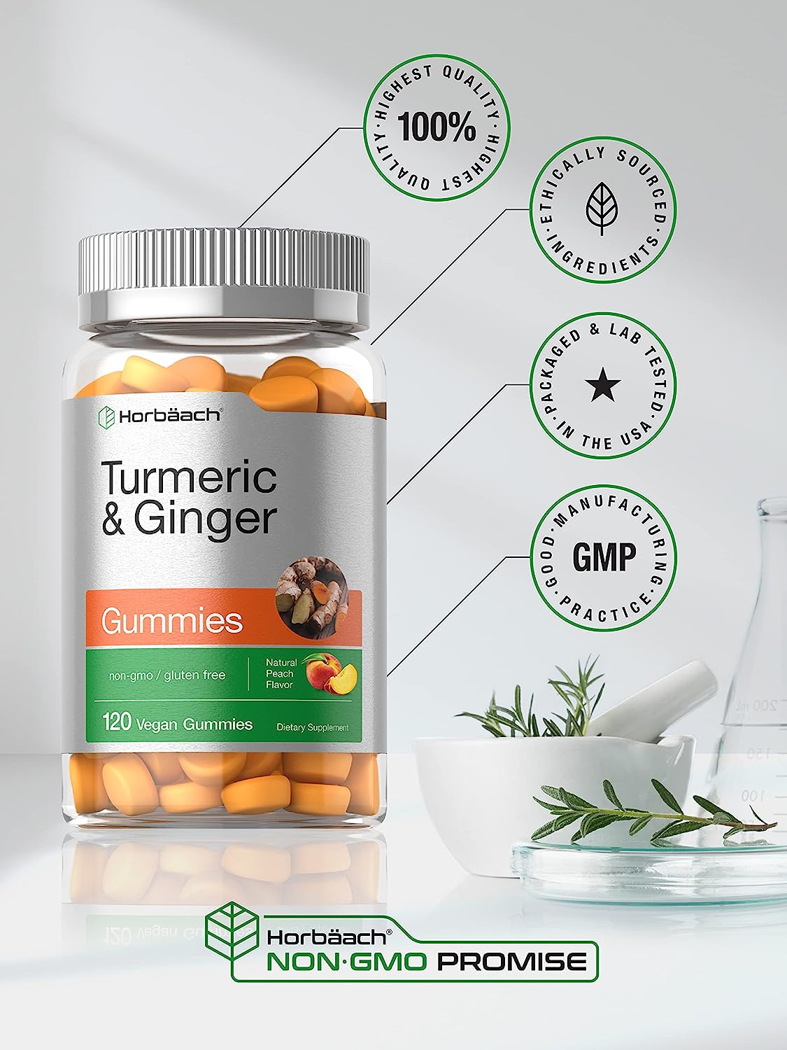 Turmeric and Ginger Gummies  120 Count