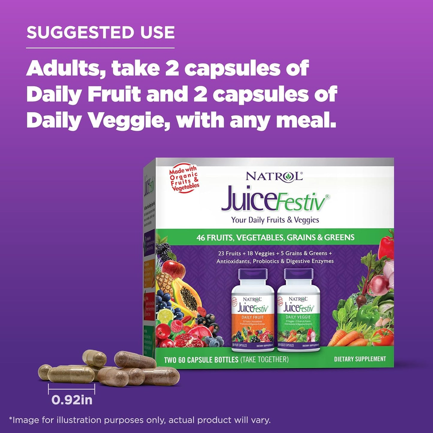 Natrol JuiceFestiv Daily Fruit & Veggie 60 Capsules (Pack of 2)