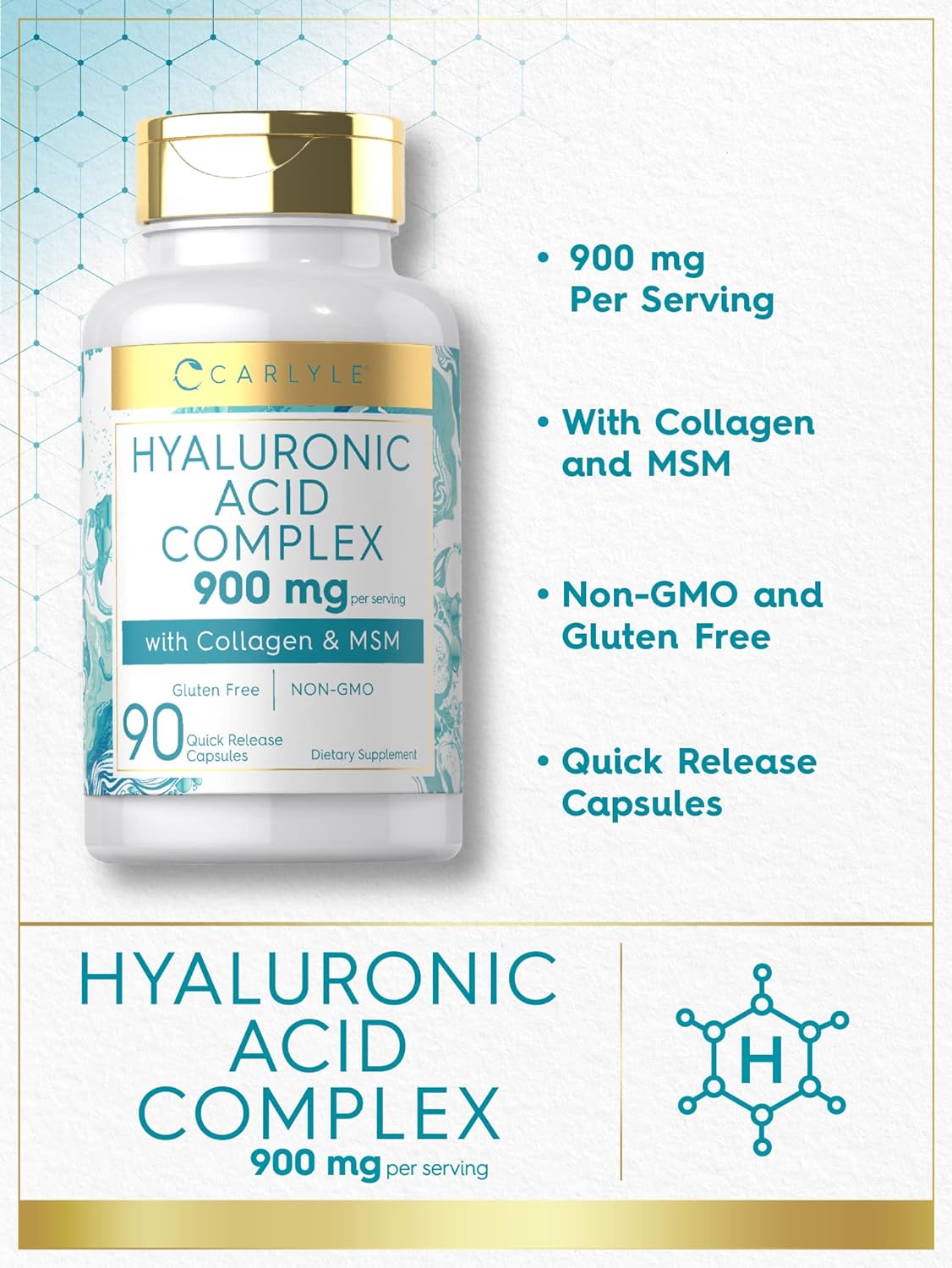 Carlyle Hyaluronic Acid with Collagen 900mg 90 Capsules