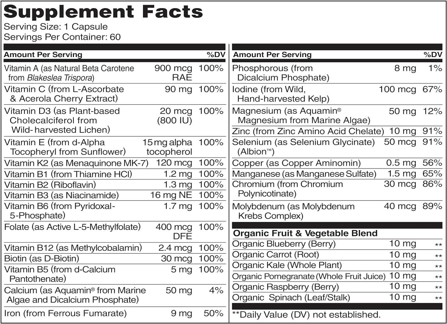 NATURELO One Daily Multivitamin for Women - Energy Support -60 capsule