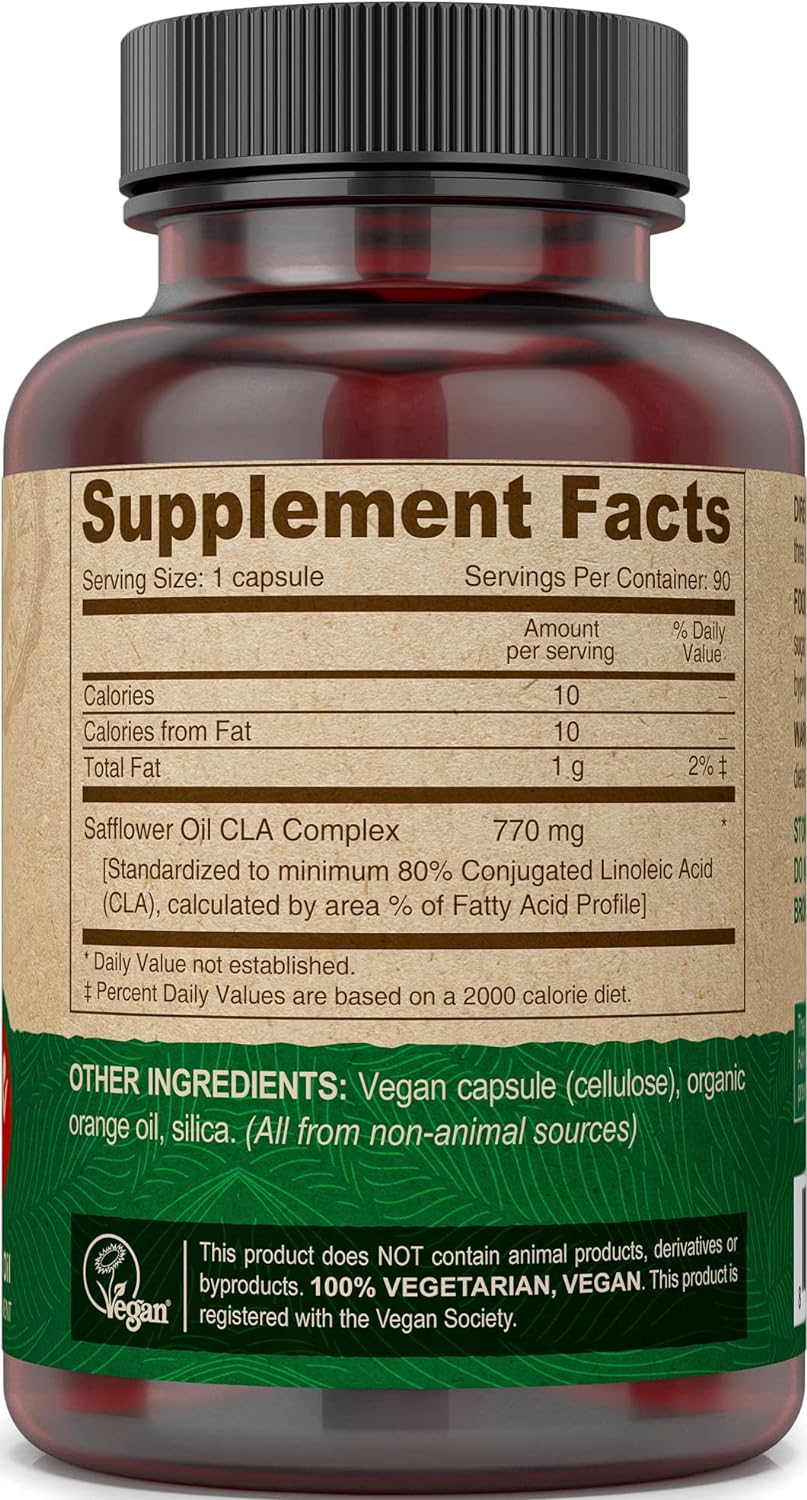 Deva Vegan Vitamins Conjugated Linoleic Acid (CLA), from Non-GMO Safflower Oil, 90 Capsules, 1-Pack