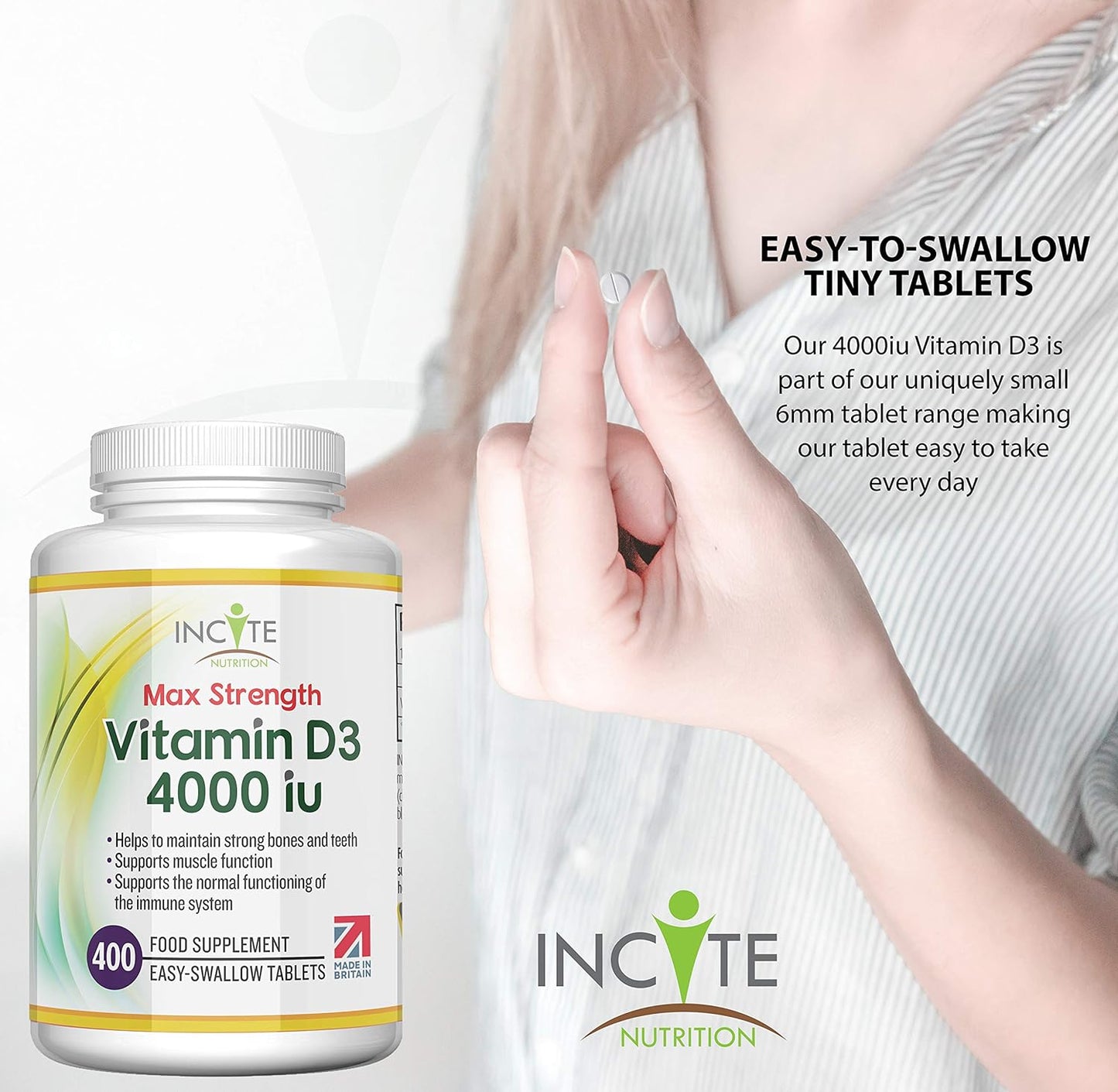 Vitamin D 4000iu - 400 Premium Vitamin D3 Easy-Swallow Micro 400 Tablets