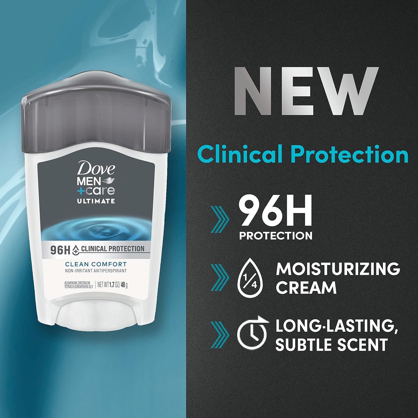 DOVE MEN + CARE Clinical Protection Antiperspirant Clean Comfort Stick for Men 96-Hour Sweat and Odor Protection Clinical Strength 1.7 oz