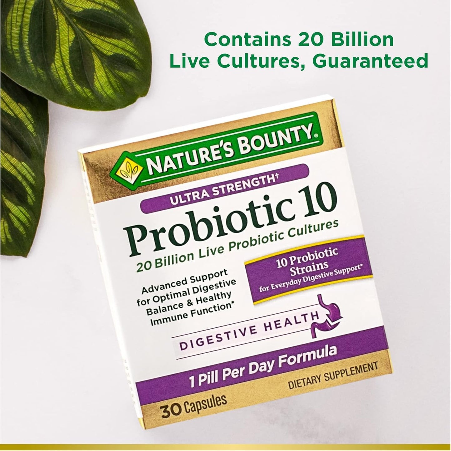 Nature’s Bounty Probiotic 10, Ultra Strength Daily Probiotic Supplement, 1pack 30 capsules