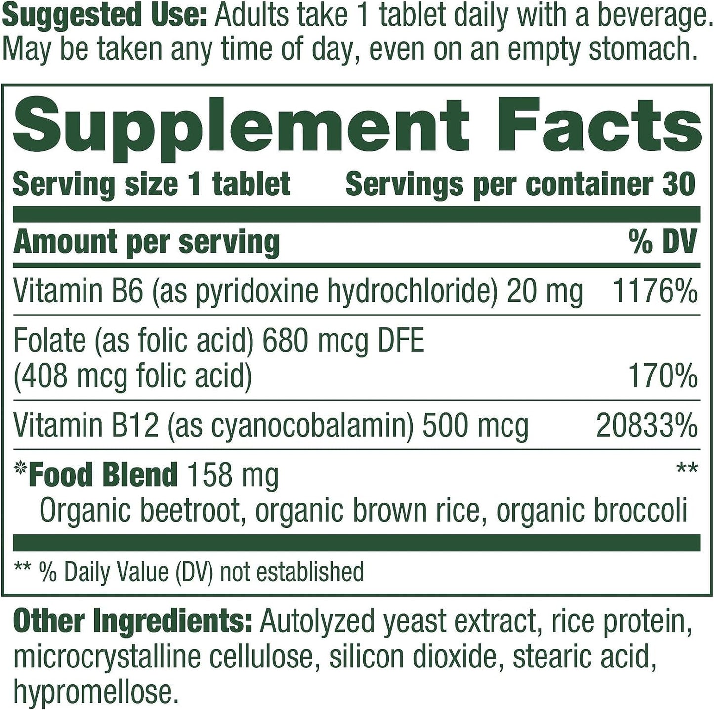 MegaFood Vegan  Vitamin B12, Vitamin B6 30 Mini Tabs