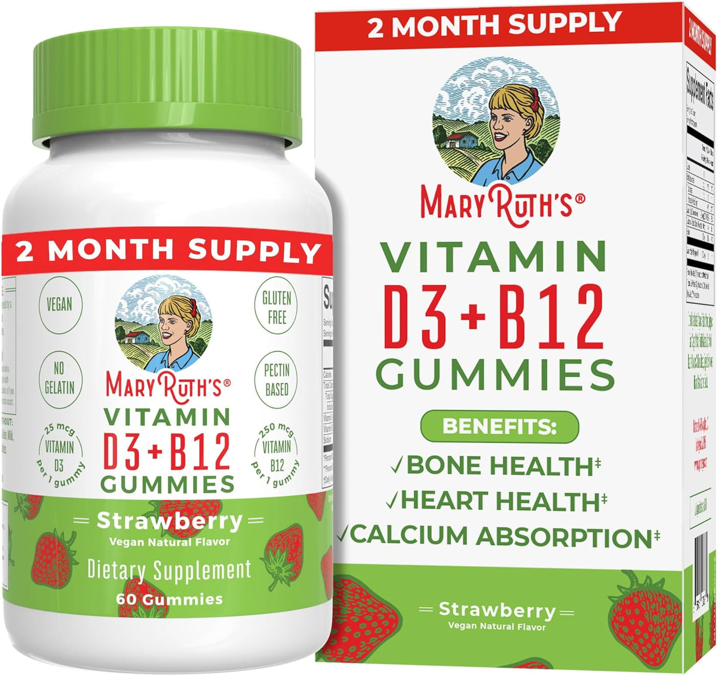 MaryRuth's Vitamin D3 + B12  60 Gummies