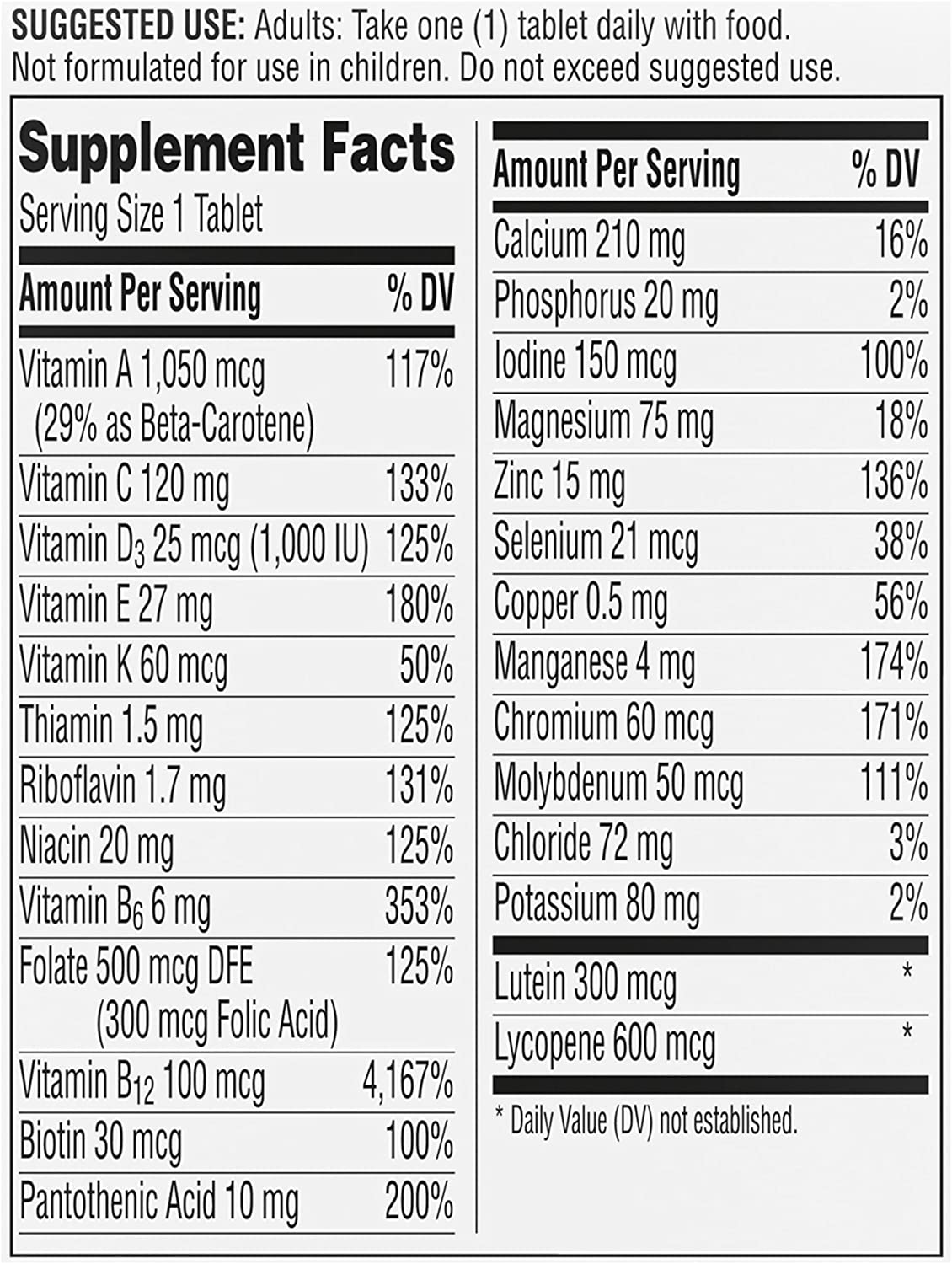 Centrum Silver Multivitamin for Men 50 Plus, Multimineral Supplement,- 100 Ct