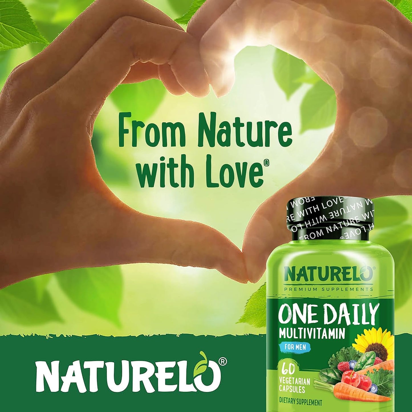 NATURELO One Daily Multivitamin for Men - with Vitamins & Minerals + Organic Whole Foods - 60 capsules