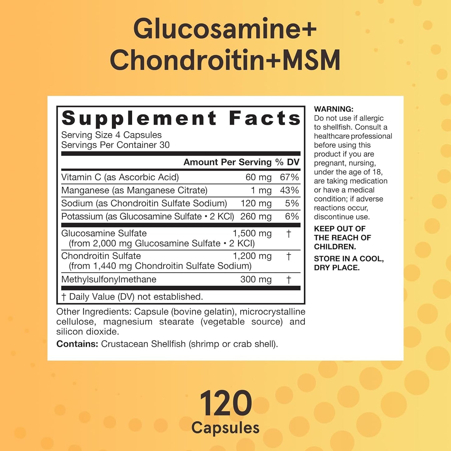 Jarrow Formulas Glucosamine + Chondroitin + MSM - 120 Capsules