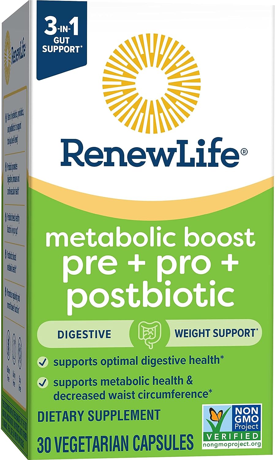 Renew Life Metabolic Boost Pre + Pro + Postbiotic, 30 capsules Brand