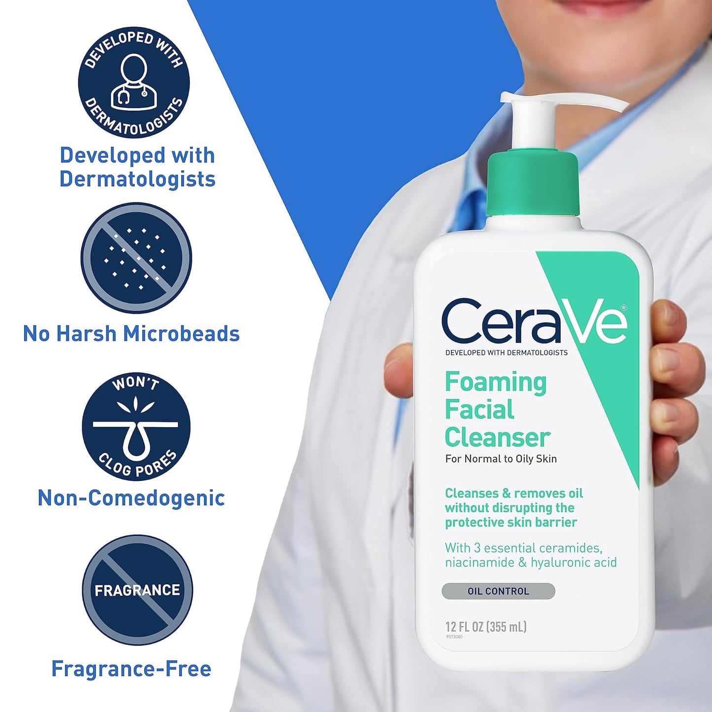 CeraVe Foaming Facial Cleanser | Daily Face Wash for Oily Skin