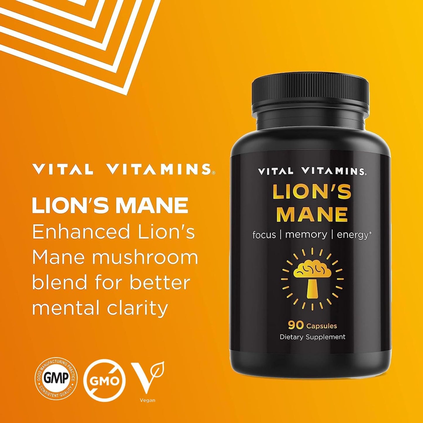 Vital Vitamins Lions Mane Supplement  90 Capsules