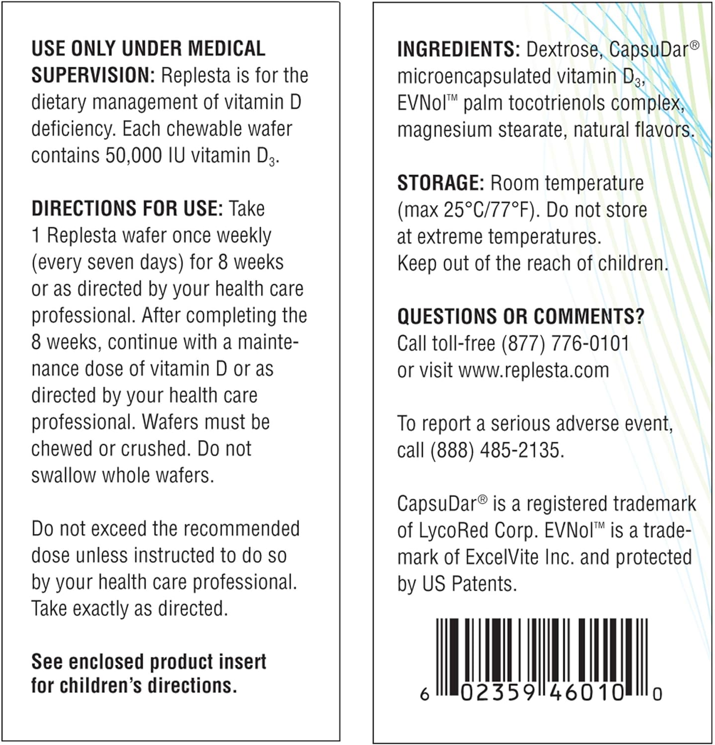 Replesta 50,000 IU Vitamin D3 Cholecalciferol, for Vitamin D Deficiency, Once-Weekly Chewable Wafe