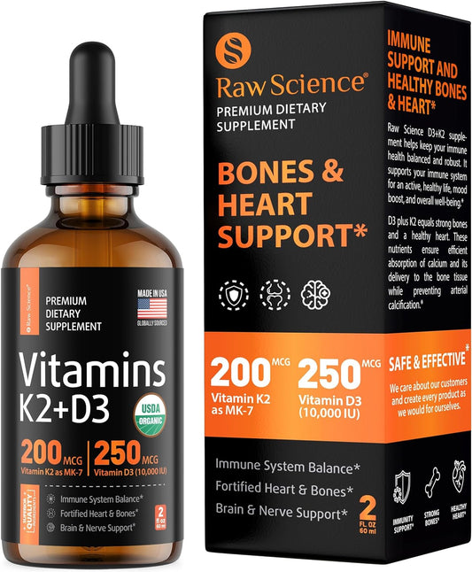 Vitamin K2 D3 Supplement Drops, Liquid Vitamin D & MK-7