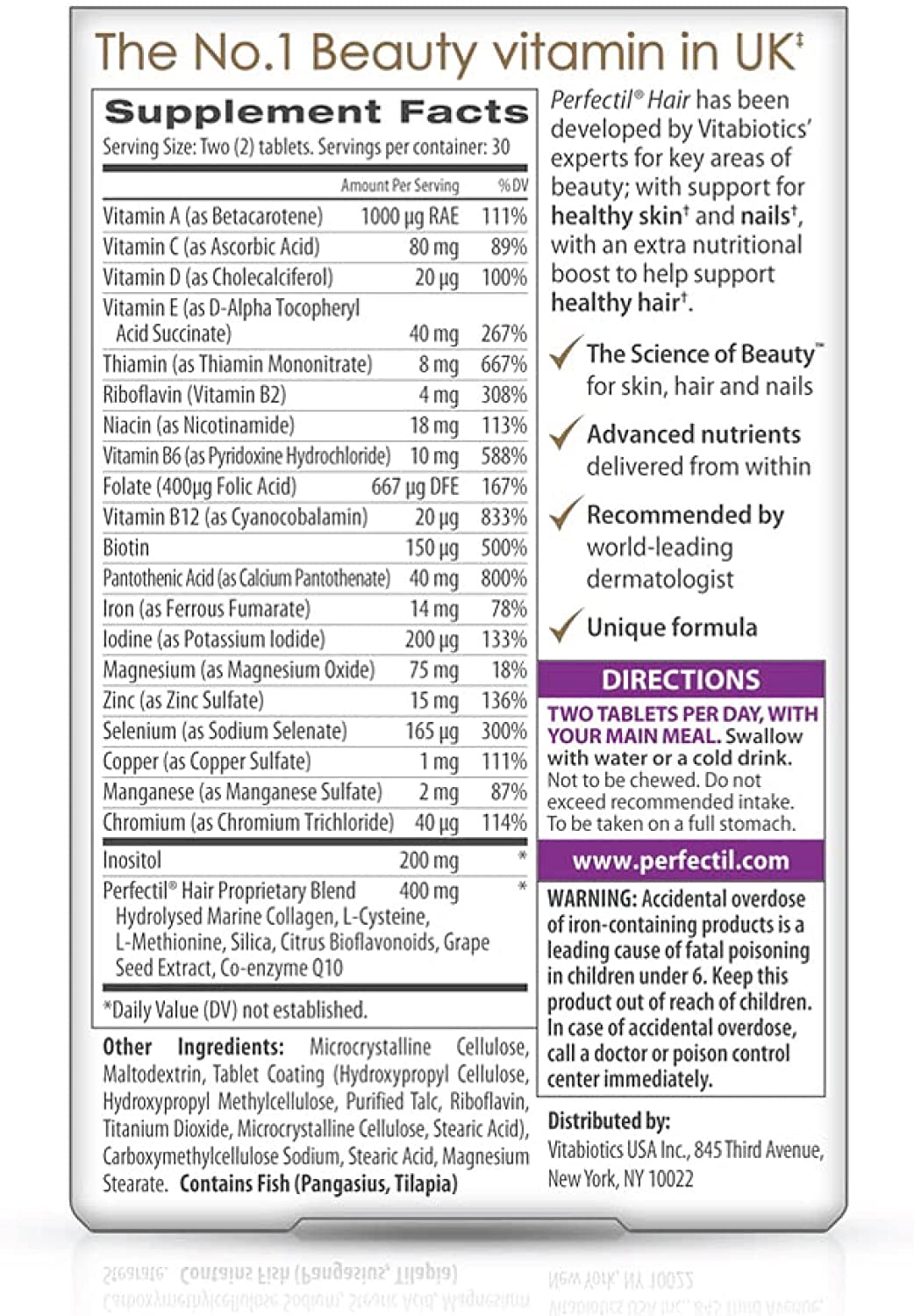 Vitabiotics Perfectil Plus Hair Tablets -60 s