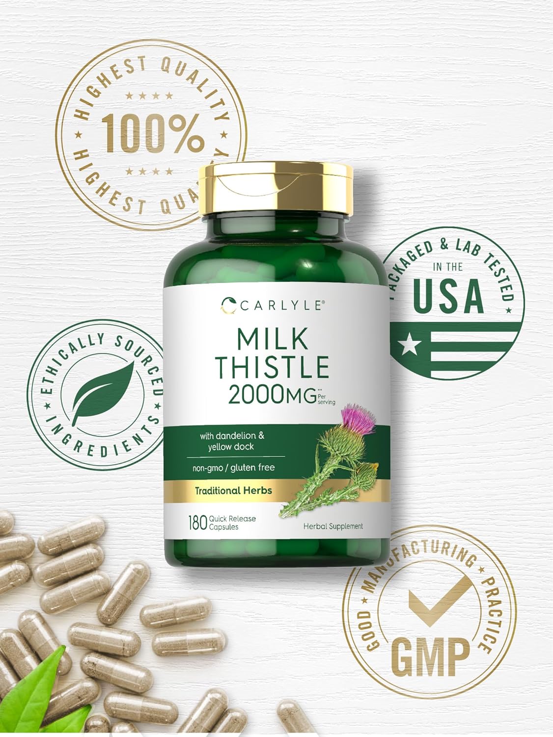 Carlyle Milk Thistle 2000mg  180 Capsules