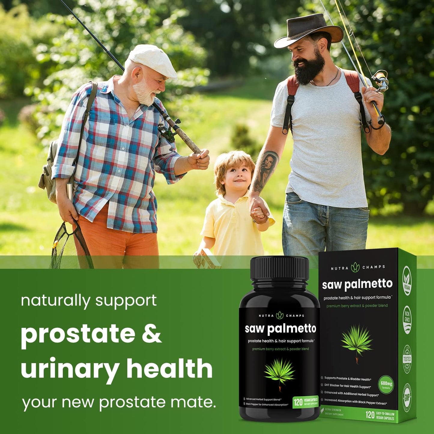 Saw Palmetto Supplement for Prostate Health [Extra Strength] 600mg Complex 120 count