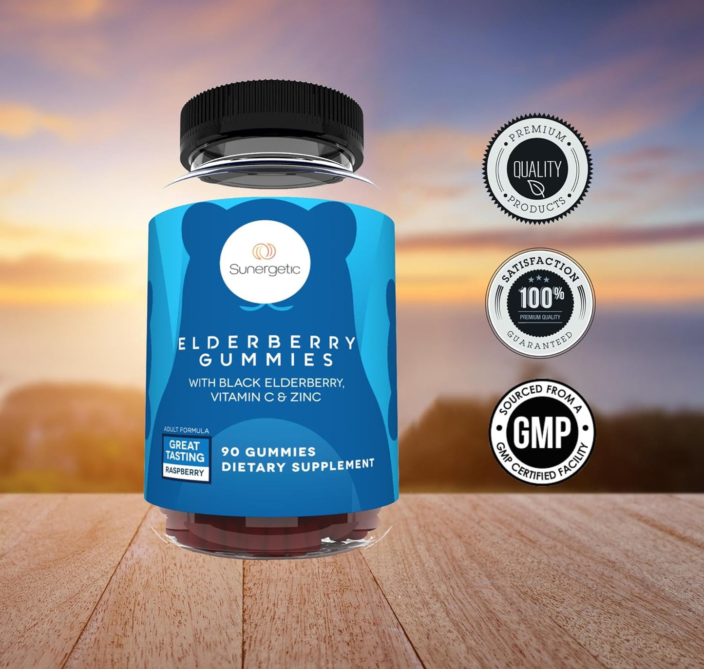 Premium Black Elderberry Gummies – Black Elderberry with Vitamin C & Zinc - 90 gummies