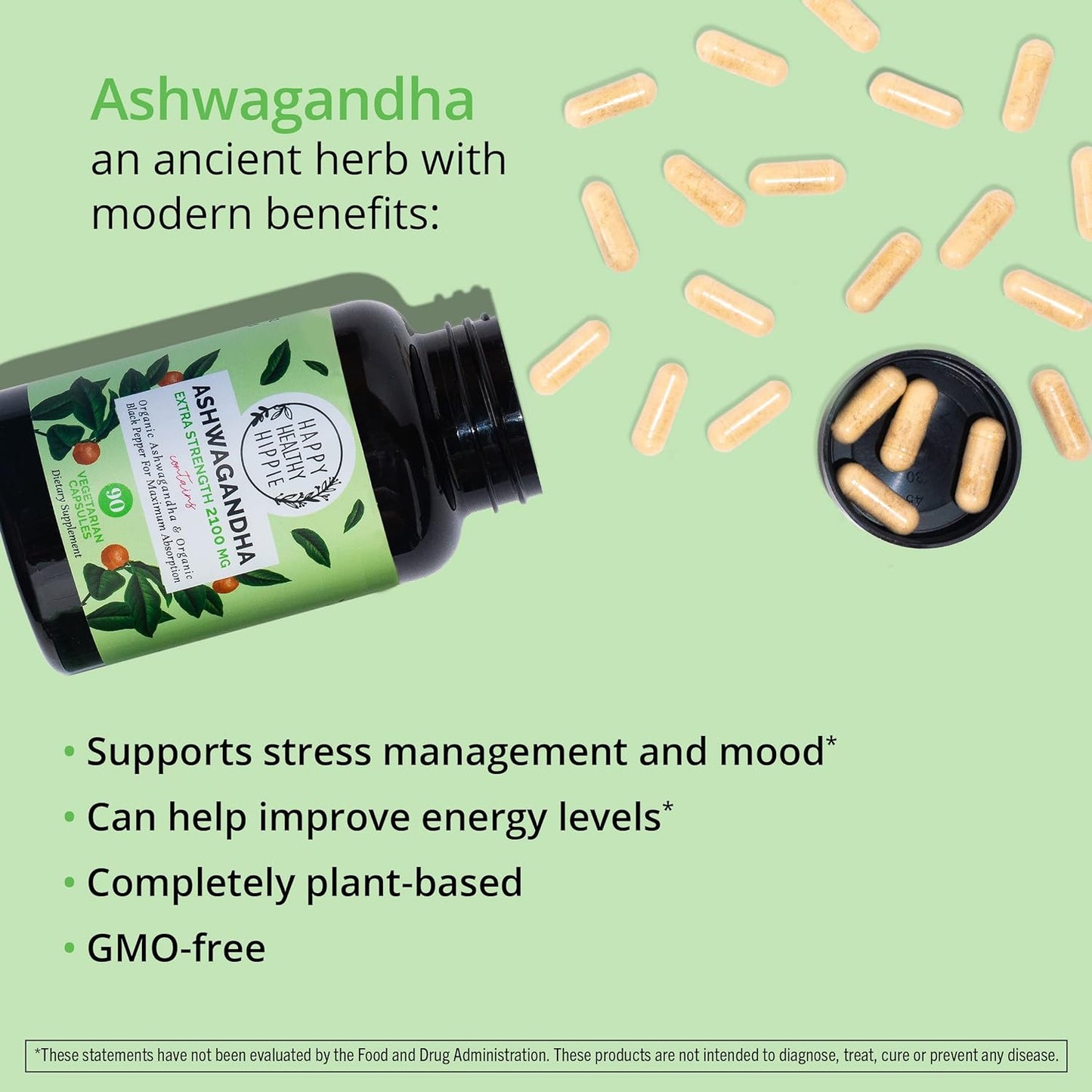 Organic Ashwagandha Capsules 2100mg – 90 count