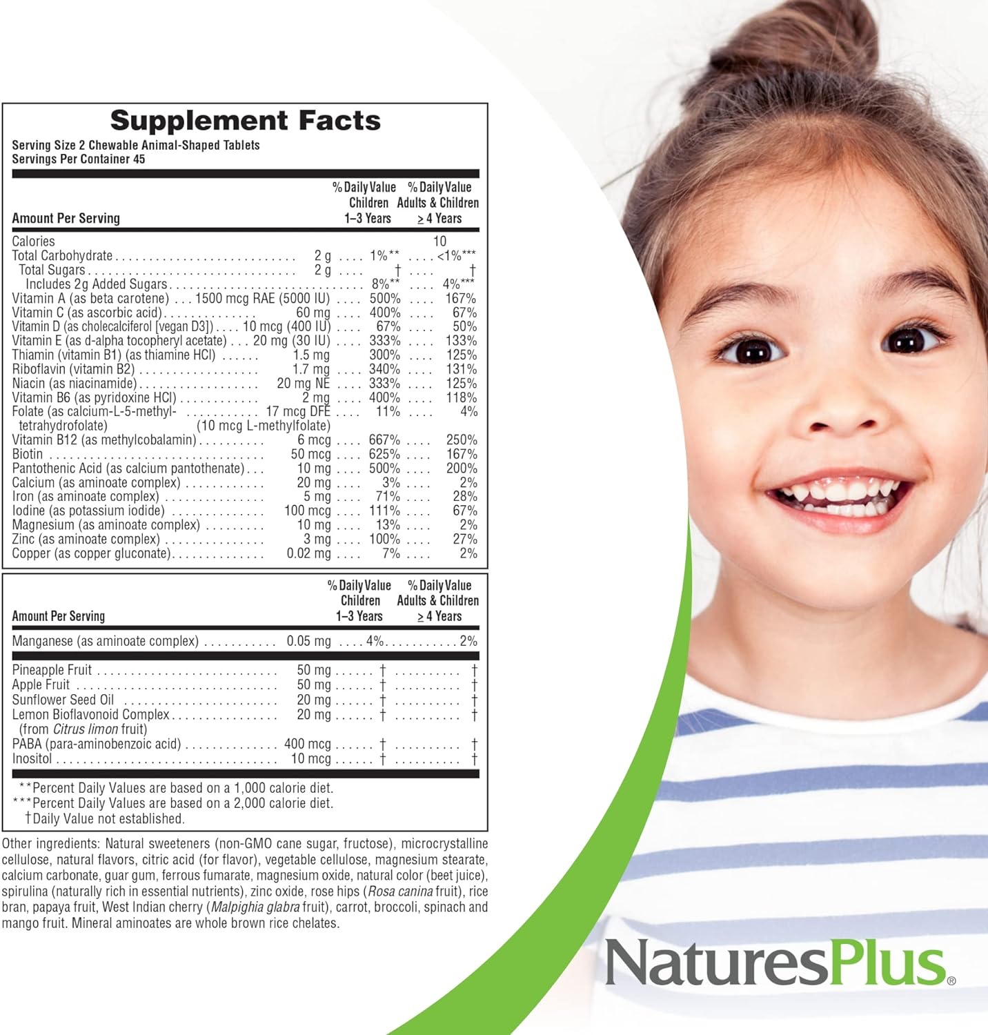 NaturesPlus Animal Parade Multivitamin Children's Chewables - Cherry Flavor - 90 Animal-Shaped Tablets