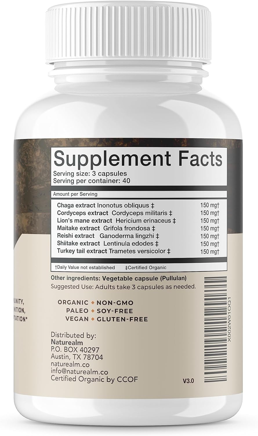 Naturealm Sacred 7 Mushroom Extract 120 Capsules