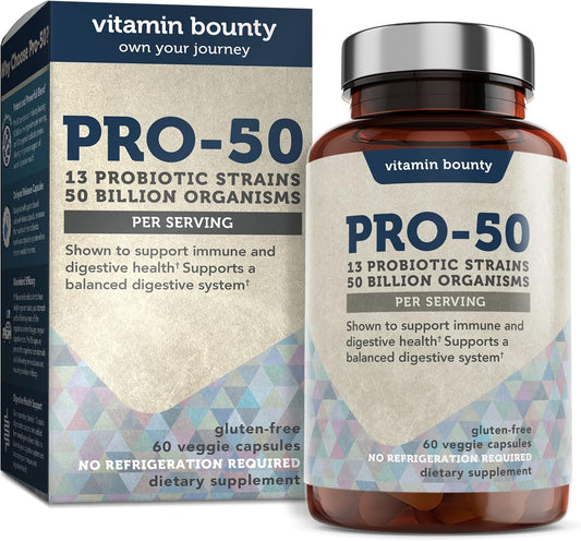 Vitamin Bounty Pro-50 Probiotics - 13 Probiotic Strains 60 Capsules