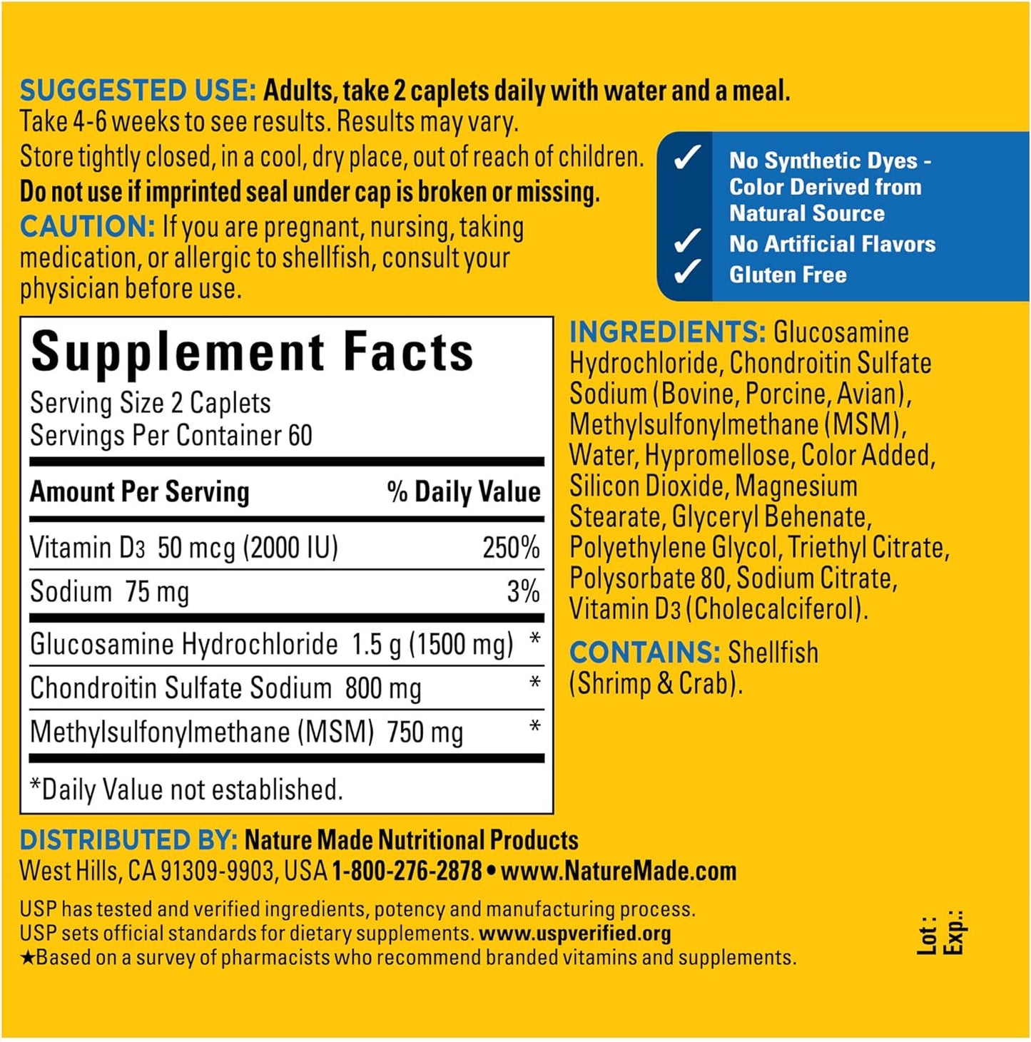 Nature Made Glucosamine Chondroitin Complex with MSM for Joint Support, 120 Caplets