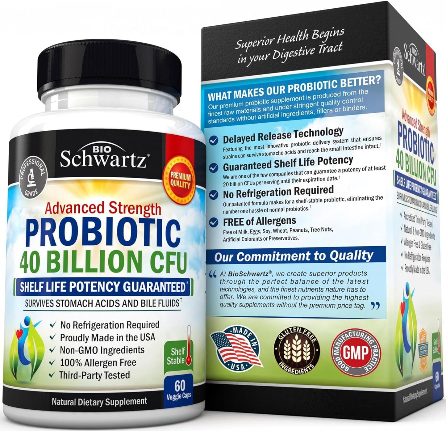 Daily Probiotic Supplement with 40 Billion CFU - 60 capsules