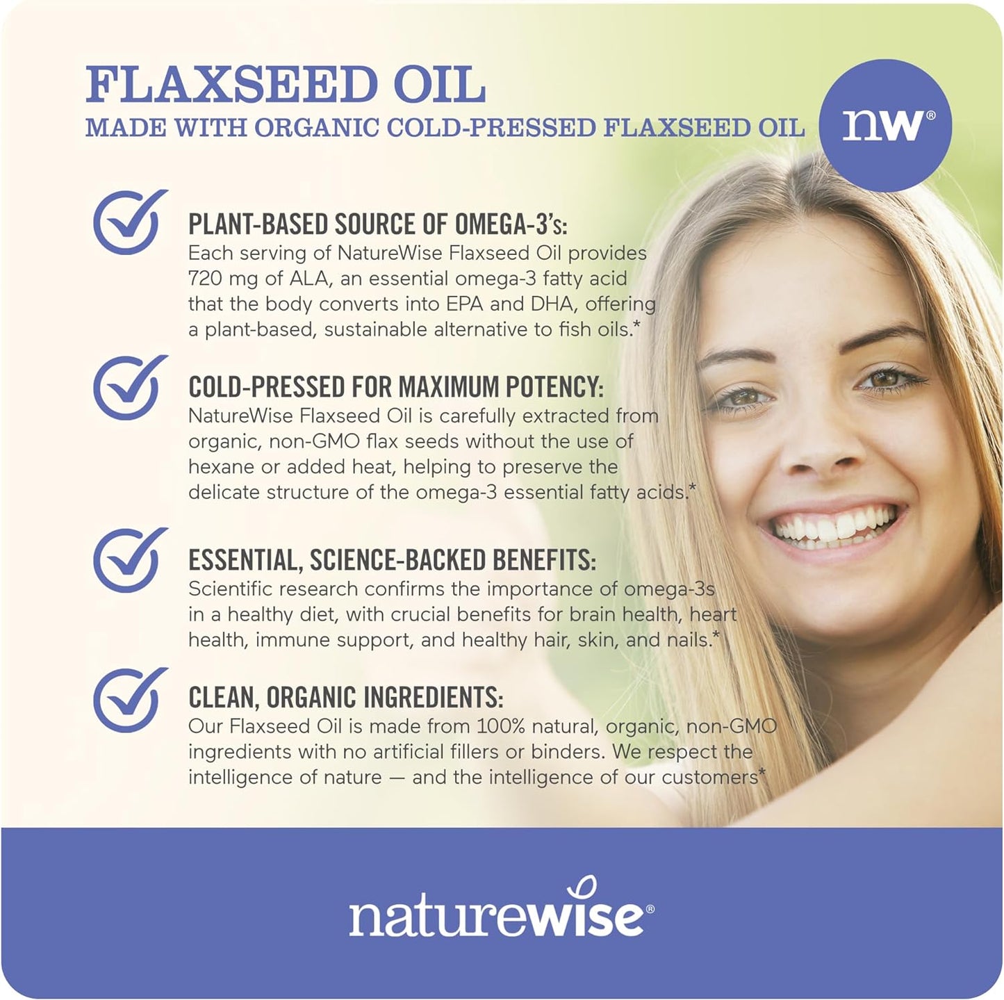 NatureWise Organic Flaxseed Oil 120 Softgels