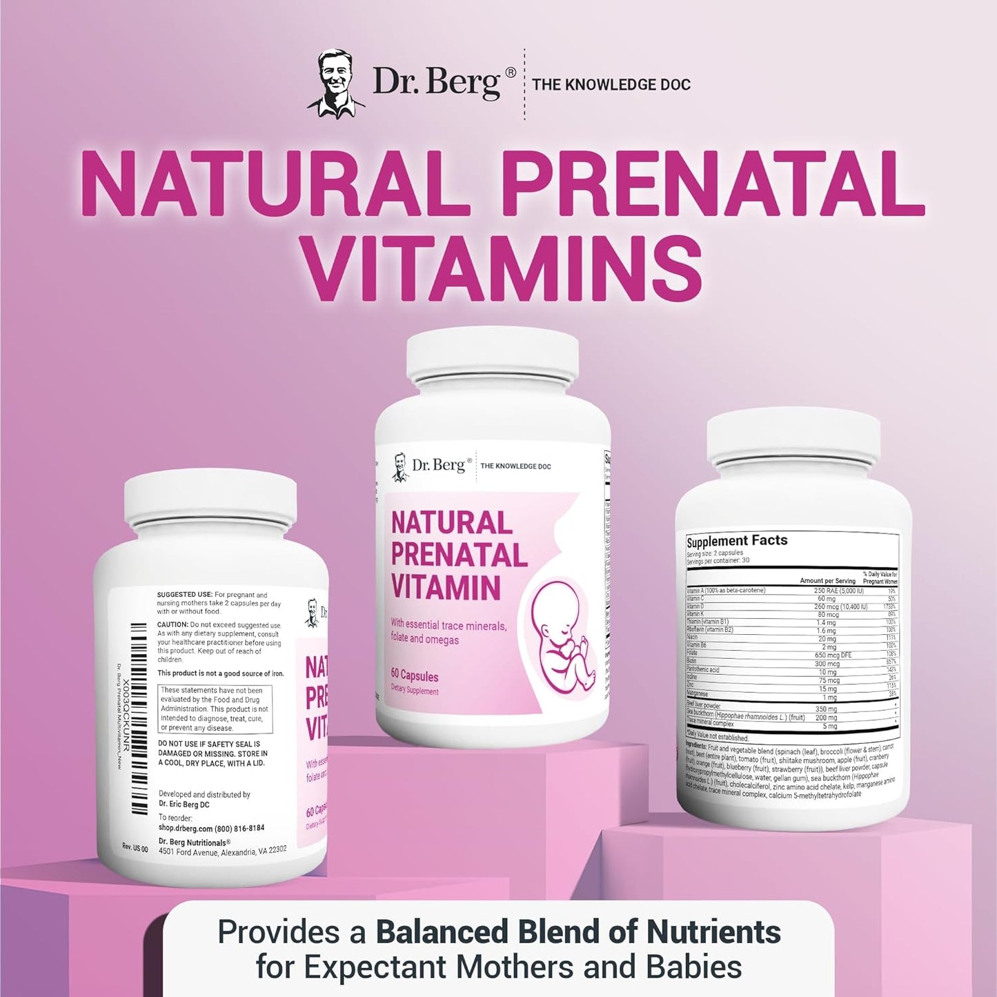 Dr. Berg Natural Prenatal Vitamins for Women 60 Capsules