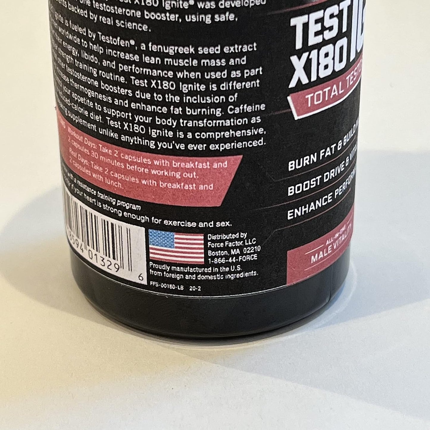 FORCE FACTOR Test X180 Ignite Testosterone Booster for Men 60 capsules