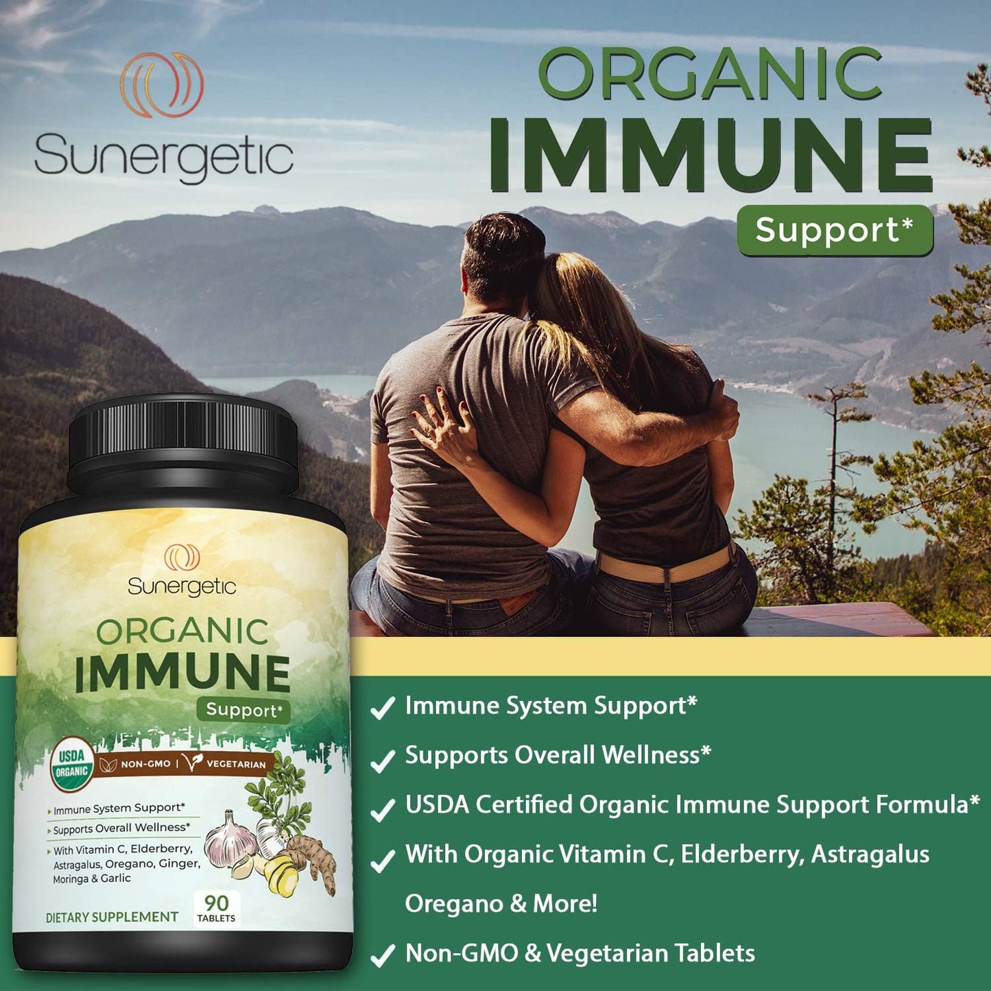 USDA Organic Immune Support Supplement –90 Immune Tablets